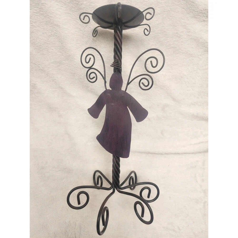 Metal Angel Candle Holder Dark Espresso Brown 11 Inch Tall